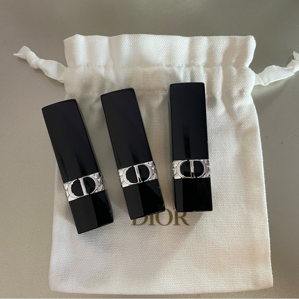 Dior lipsticks and drawstring bag